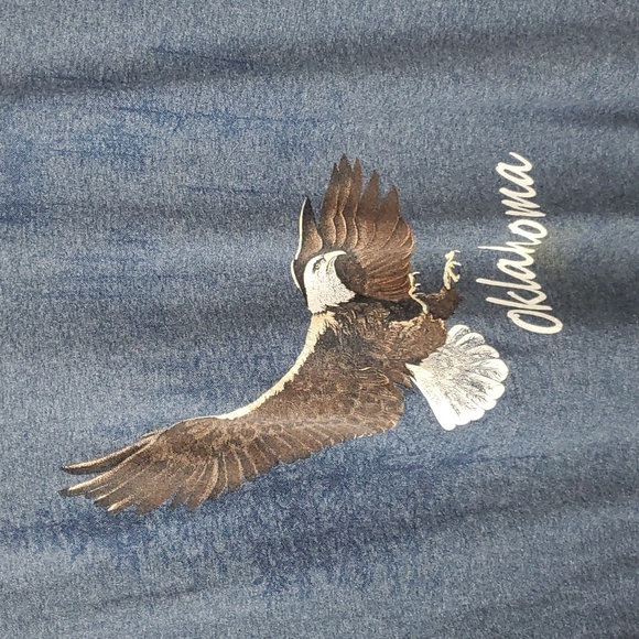 Vintage Kansas City 90s Blue Oklahoma Eagle Short Sleeve  Men T-shirt Size L - Picture 2 of 9